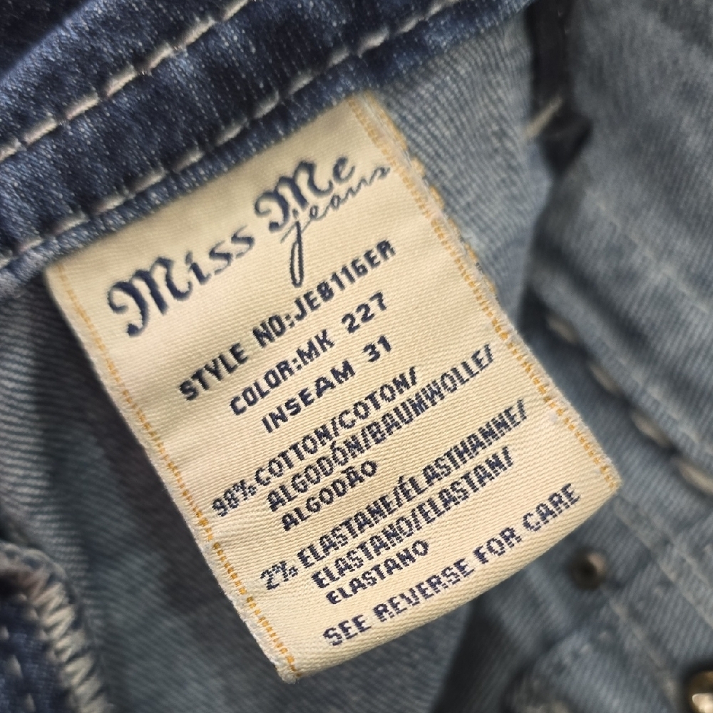 Miss Me Dark Blue Distressed Denim Shorts - Picture 4 of 7